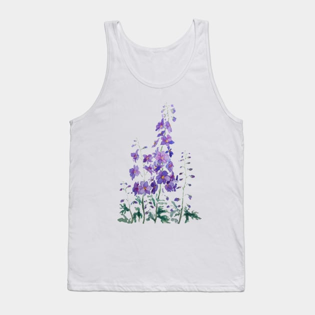 purple blue pink delphinium watercolor Tank Top by colorandcolor